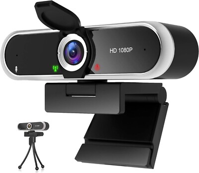 Webcam Camera 1080P with Microphone and Cover for PC Computer Desktop B387