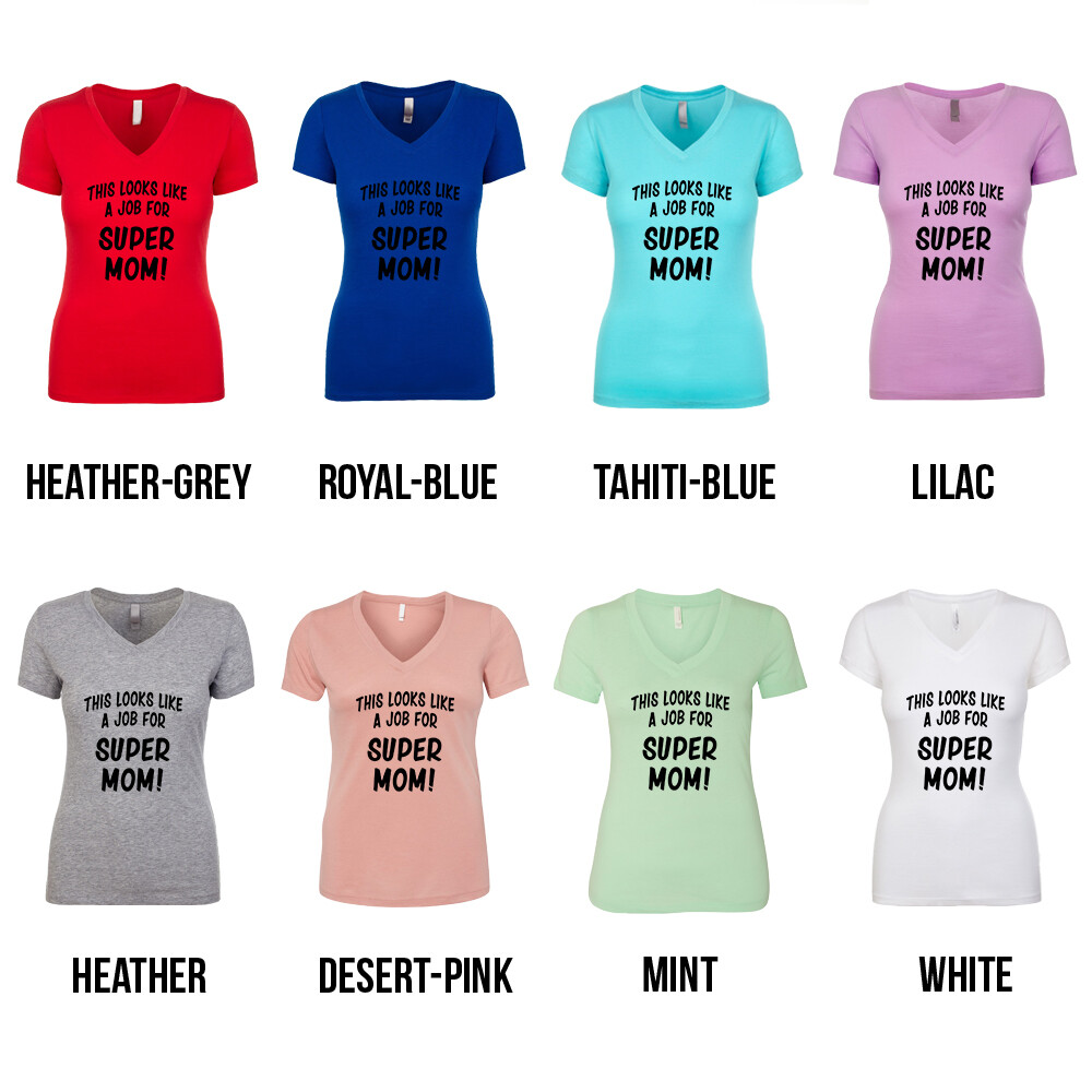 This Looks Like a Job for Super Mom motherhood superwoman Women's V Neck Shirt image 2