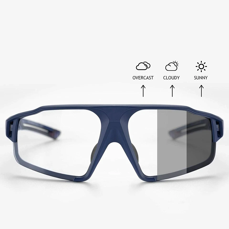 Gafas de sol ROCKBROS para ciclismo fotocromáticas UV400 unisex transparentes gafas de seguridad azules Foto 3 de 4