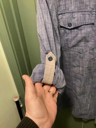 Ocean Current Men’s Size XL Blue Cotton Roll Tab Sleeve Button Up Shirt Pockets - Picture 7 of 12