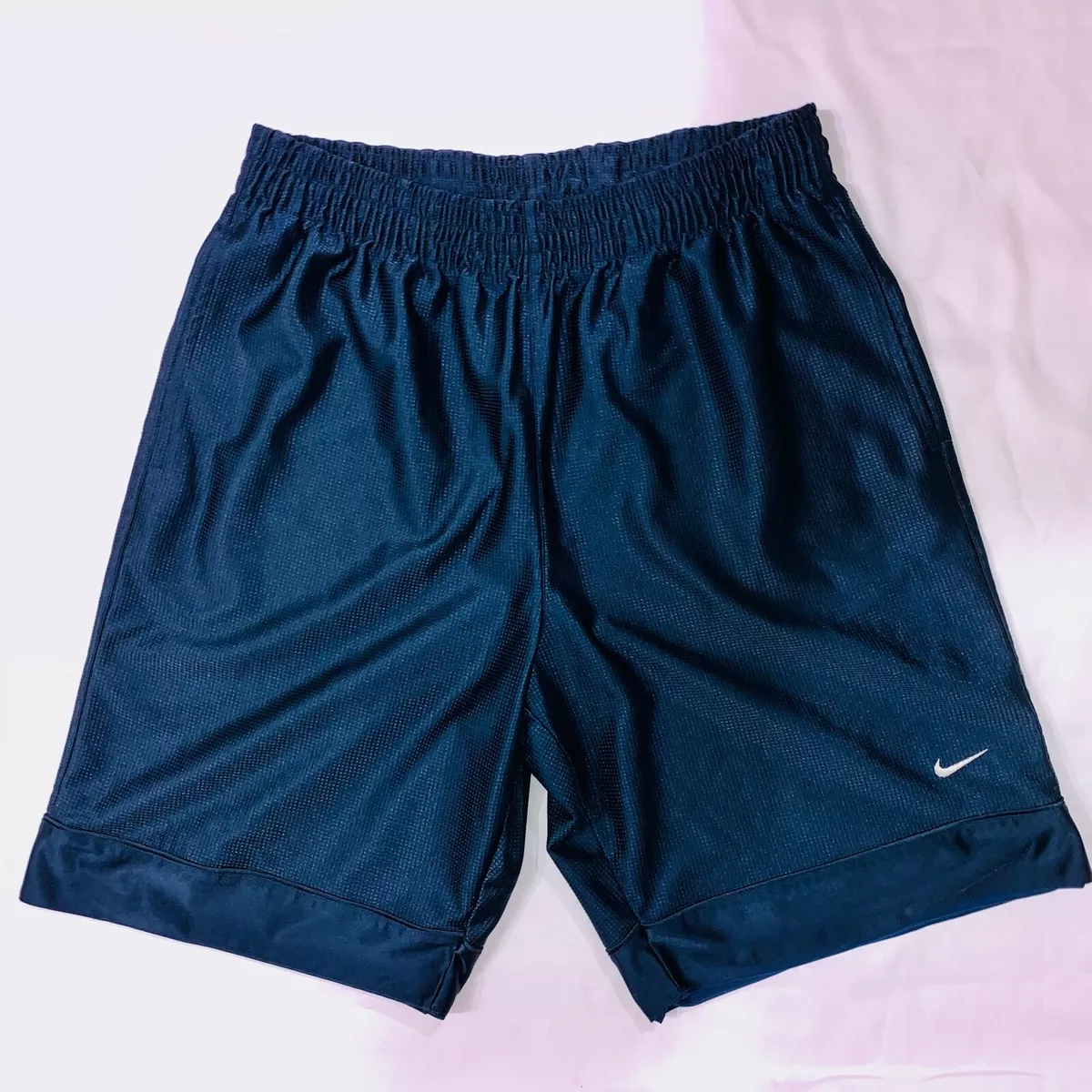 Rare Vintage Nike Basketball Dazzle Shorts Silky Smooth Navy Blue Medium
