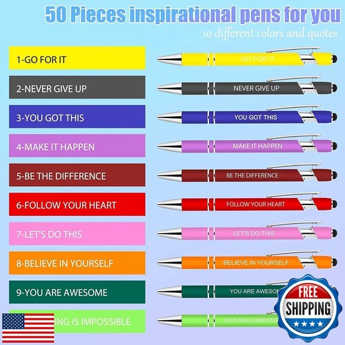 Greengines 30 Pcs Inspirational Pens - Motivational Ballpoint Pens Bulk with - Picture 4 of 5