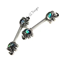 14g Abalone Shell Black Burnished Elephant nipple rings J80