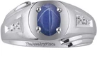 Lindy Star Sapphire Ring Sterling Silver 925 Blue Star Sapphire Ring for Men