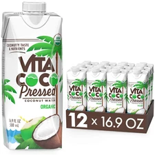 Vita Coco Organic Coconut Water Pressed More Coconutty Flavor Pack of 12