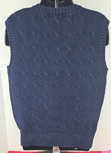 Boy's Polo Ralph Lauren Navy Cable Knit Sweater Vest Size 6 Pullover 100% Cotton - Picture 7 of 11
