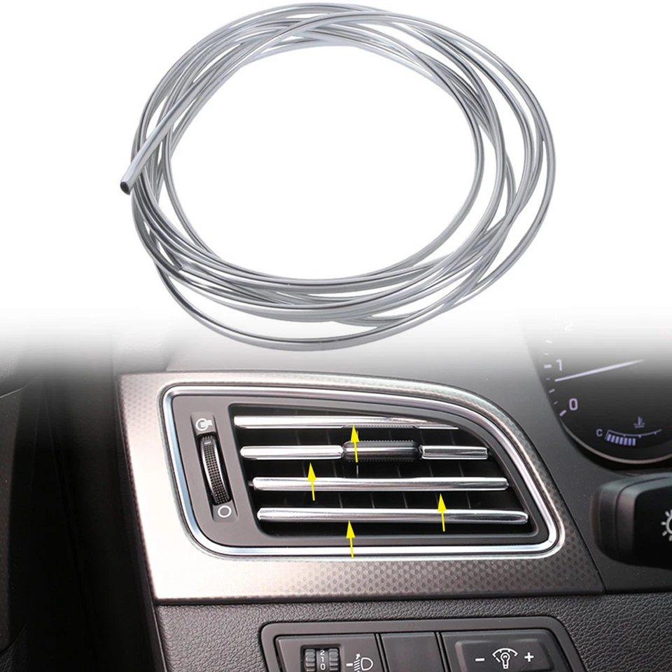 Silver New Air Condition Bumper Radio Side Vent Grille Switch Chrome Strip Trim Foto 2 de 4