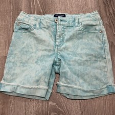 Arizona Jeans Girls Shorts Sz 12 Regular Midi Aqua Blue Washed Cuffed