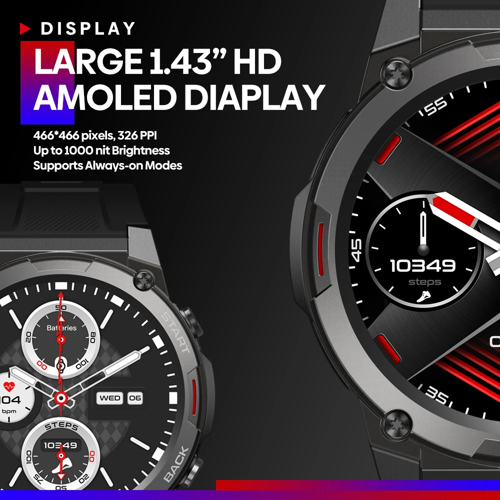 Zeblaze VIBE 7 PRO Smart Watch 1.43'' AMOLED Display Make/Receive Phone Calls