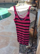Forever 21 Pink Black Stripes Sweat Dress One Piece Size M NWT Sexy Club Casual