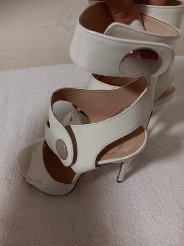 Versace Showstopper White Patent Leather W/ Ankle Strap High Heels size 6