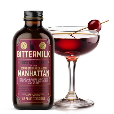 Bourbon Barrel Aged Manhattan Mix All Natural Handcraft Cocktail Mixer Bar