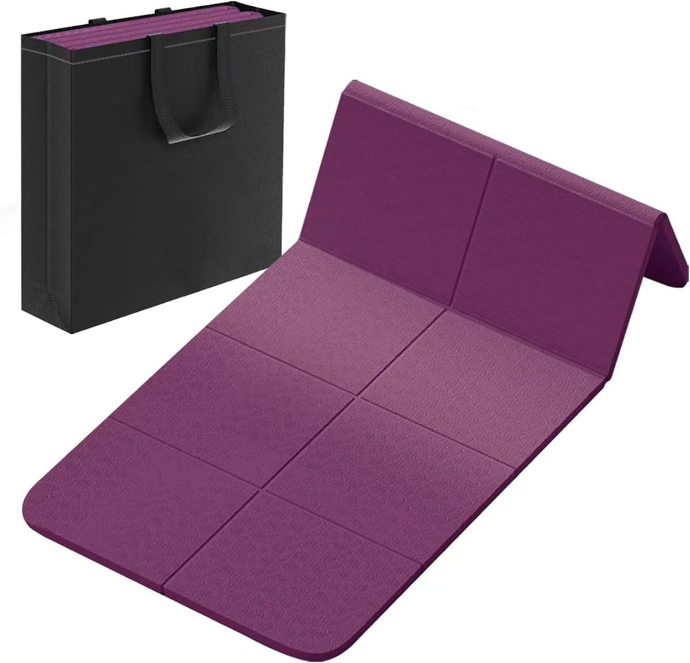 Travel-Friendly 1/4" Thick Non-Slip Foldable Yoga Exercise Mat