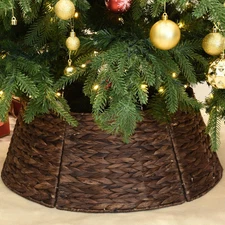 26'' Christmas Tree Collar Hand-Woven Natural Water Hyacinth Base Cover Beaut...
