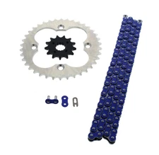 2009-2014 Honda 400 TRX400X 520-96 Blue Non O Ring Chain & Sprocket Silver 13/38