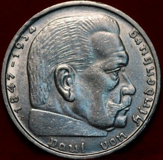 1939 Germany 2 Mark Silver Foreign Coin