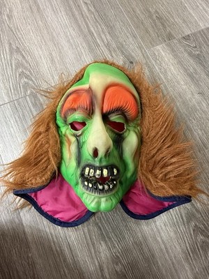 Vintage Halloween Mask Green Face Monster Witch Orange Taiwan ?Topstone Nu-Skin