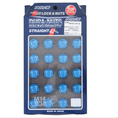 RAYS Duralumin Lock & Nut Set for L42 5H M14 x 1.5 Blue Anodized 19 Hex Set  20