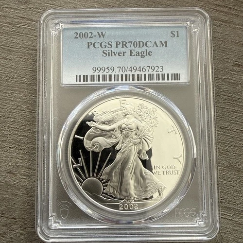 2002 W Proof $1 American Silver Eagle Dollar PCGS PR70 DCAM