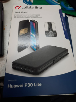 Cellularline Book Clutch Tasche Etui Hülle Schwarz Für Huawei P30 Lite