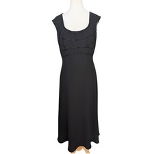 Jones New York Black Dress Beaded Bodice Midi Sleeveless Size 14