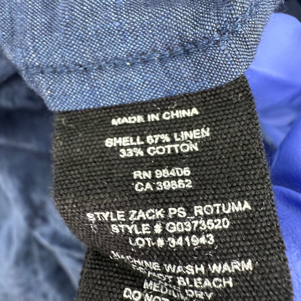 Theory Shirt Mens Large Blue Zack Ps Rotuma Linen Blend Button Up Lightweight - Image 4 of 4