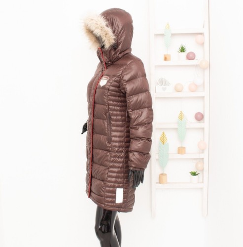 BERGANS Bodo Down Lady Coat Faux Fur Hooded Brown Puffer Parka Long Jacket S - Bild 3 von 10