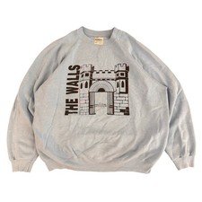 Vintage 80s Raglan Hanes Sweatshirt Light Blue Graphic Sz XL