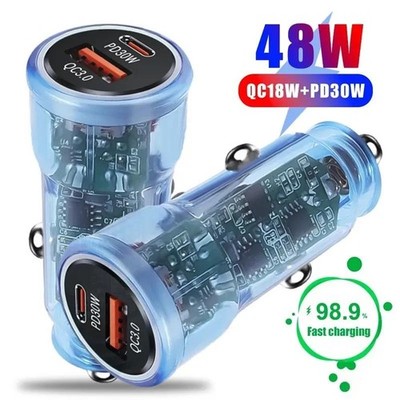 Schnell Auto Ladegerät Zigarettenanzünder Buchse Stecker 48W 2 Port 30W Typ-C und USB