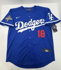 Yamamoto #18 Dodgers 2025 World Series Jersey Champion Patch Stitched BlueJersey