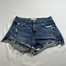 Abercrombie Fitch Mom Jean Shorts Womens 29 Blue Denim Pockets Distressed