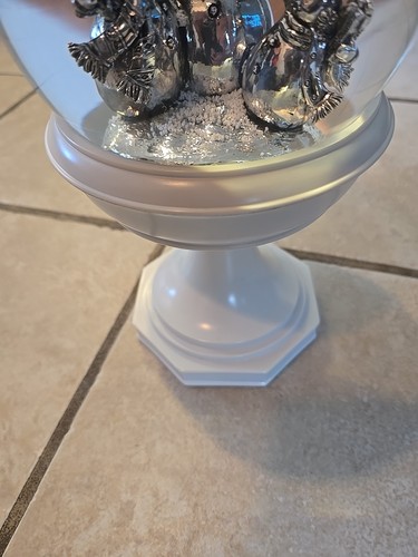 Costco Water Globe Lighted Snow Globe on Pedestal Silver Snowman - Picture 4 of 22