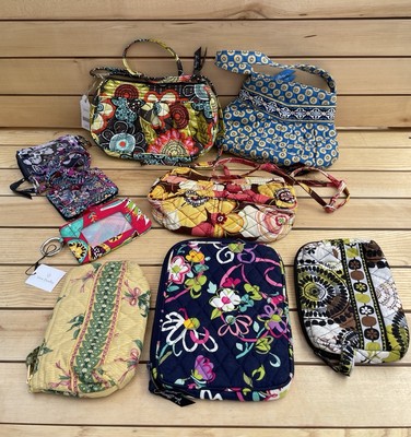 9x LOT - Vera Bradley Flower Purse Floral Zip ID Case Cosmetic Wallet Crossbody