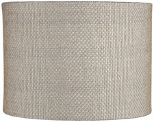 Gray and Gold Plastic Weave Medium Drum Shade 15" Top x 15" Bottom x 11" High