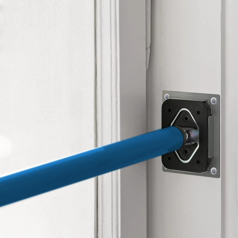 Sicherungsstange Fenstersicherung Türsicherung 101-175cm blau & Ankerplatte V2A