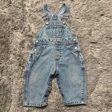 Vintage Baby Gap Denim Overalls Light Wash Baby 6-12 Months Unisex