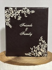 Elsa L 4 x 6 Photos Memory Scrapbook Photo Album Faux Leather Embroidered Floral