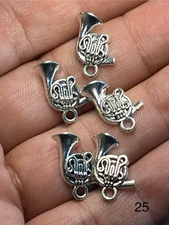 Lot of 5 Silver Tone French Horn Charms – Band Music Jewelry Making Pendants
