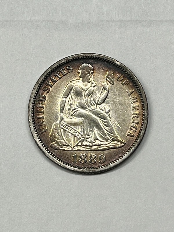1889 Liberty Seated Dime - AU+ Condition - ORIGINAL LUSTER & TONED BEAUTY!