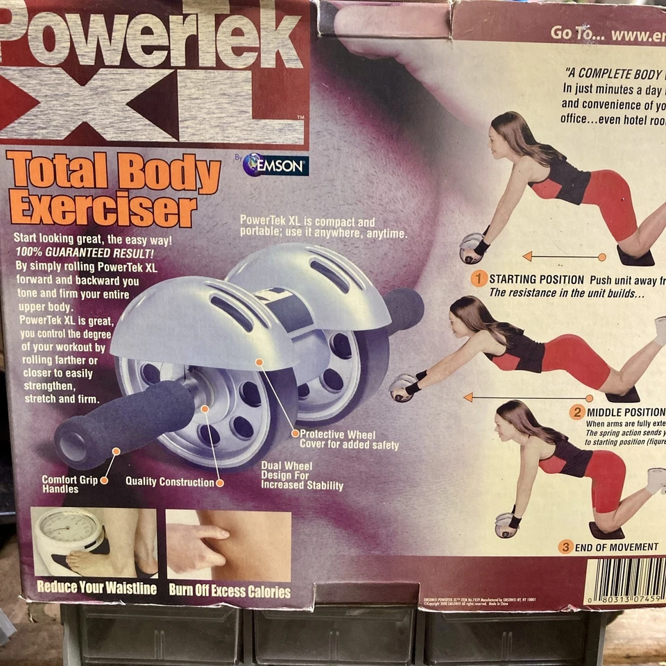 PowerTek XL Ejercitador Cuerpo Total Doble Rueda Ab Rodillo Por EMSON Entrenamiento Fitness Foto 3 de 4