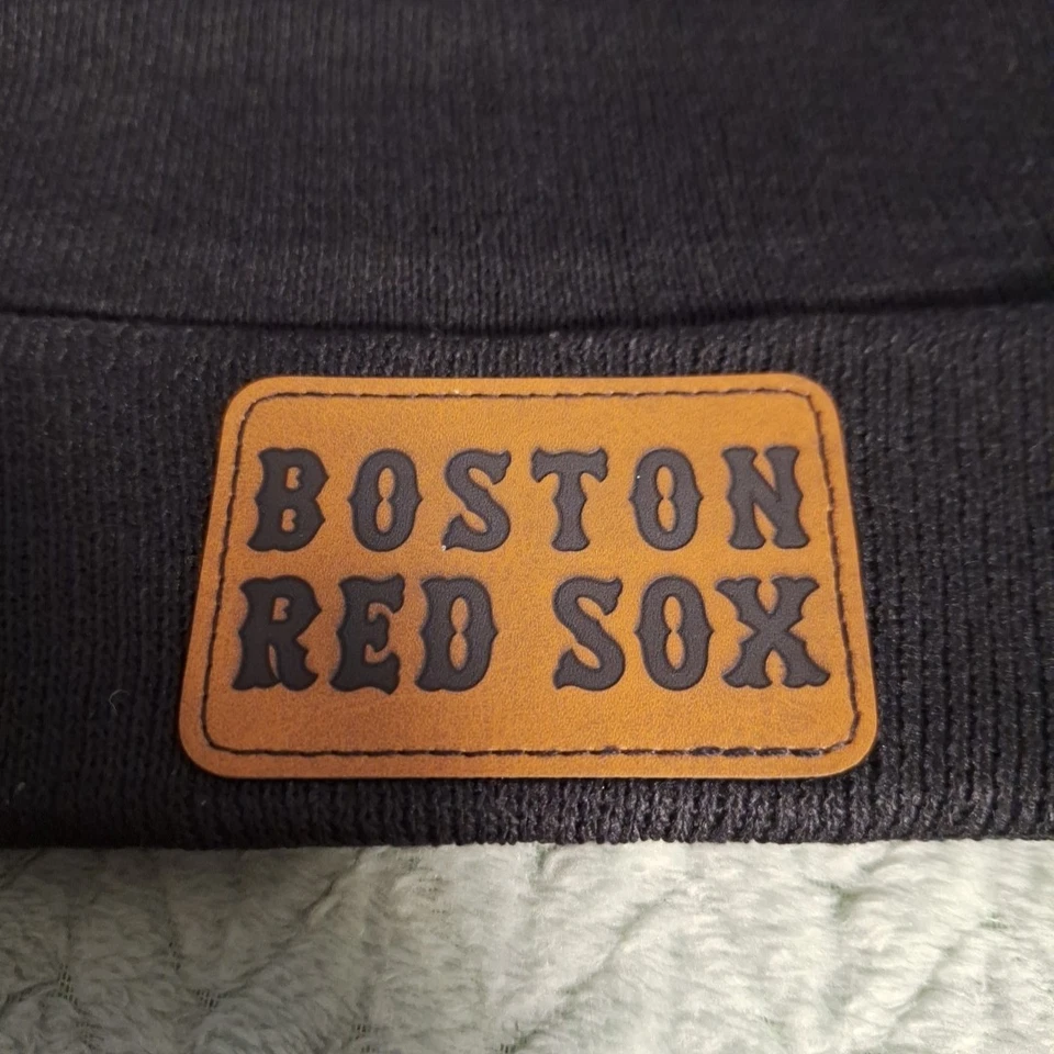 Boston Red Sox Leather Patch Black Beanie Cap MLB - Image 2 of 3
