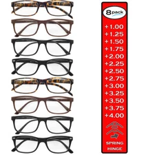 Reading Glasses Mens Womens Readers 8 Pack Spring Hinge Readers Unisex Eyeglass