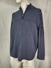 TOMMY BAHAMA Island Zone Navy Blue Cotton Knit 1/4 Zip Sweater sz L NEW