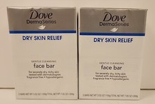 Dove Derma Series Dry Skin Relief Gentle Cleansing Face Bar 2 Pack 3.52 oz