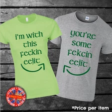 St. Patricks Day Funny Irish Matching Couples T-shirt, Friends, Gift, Set, Eejit