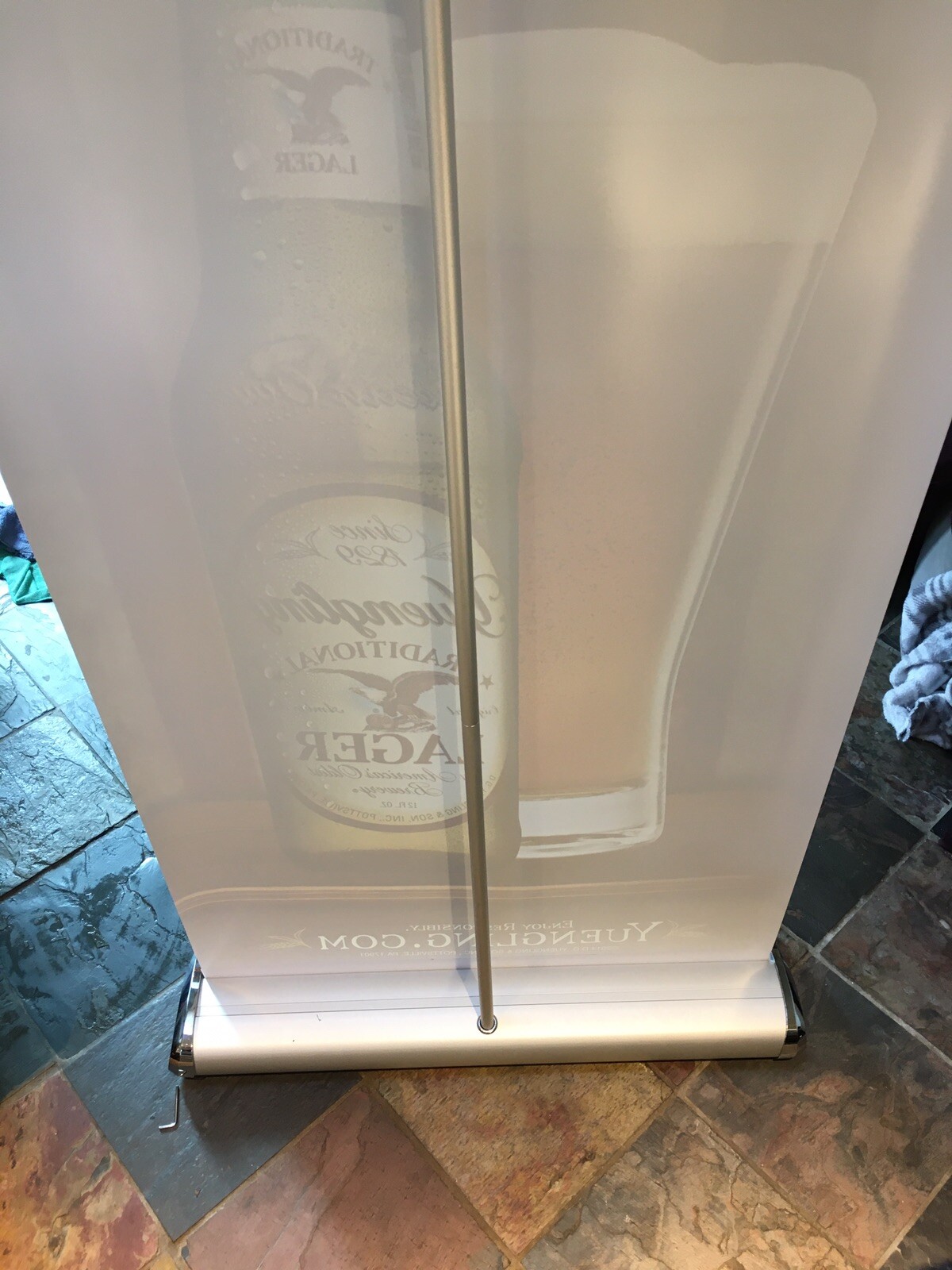 Yuengling Large Beer Banner With Stand And Retracts Into Base 7ft Tall