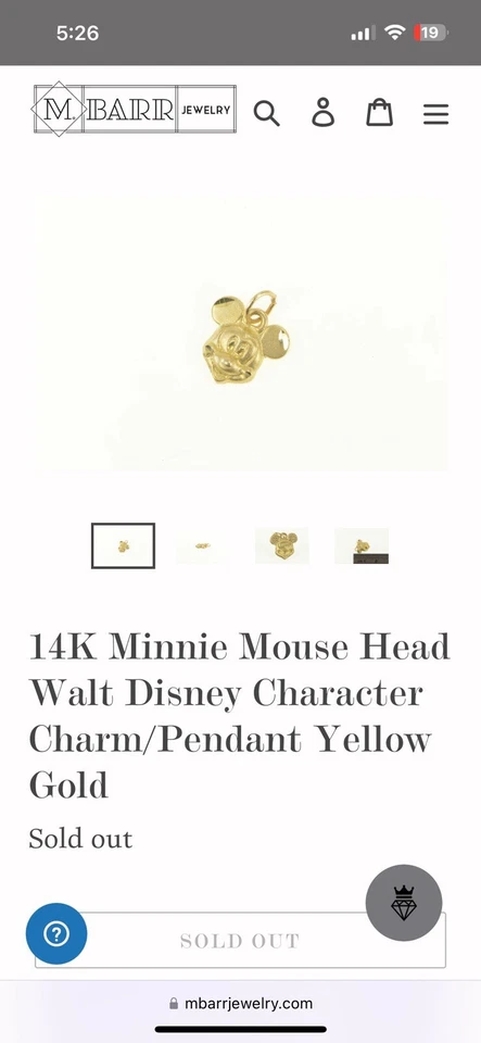 Colgante Mickey Mouse oro 14k vintage Foto 4 de 4