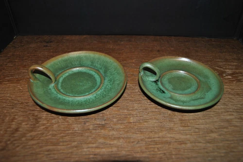 Frankoma Prairie Green Chamber Sticks Candle Holders 2 Sizes