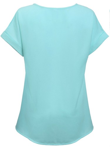 Camiseta top tejida lisa cuello en V manga corta para mujer KOGMO (S-3X) - Imagen 23 de 41