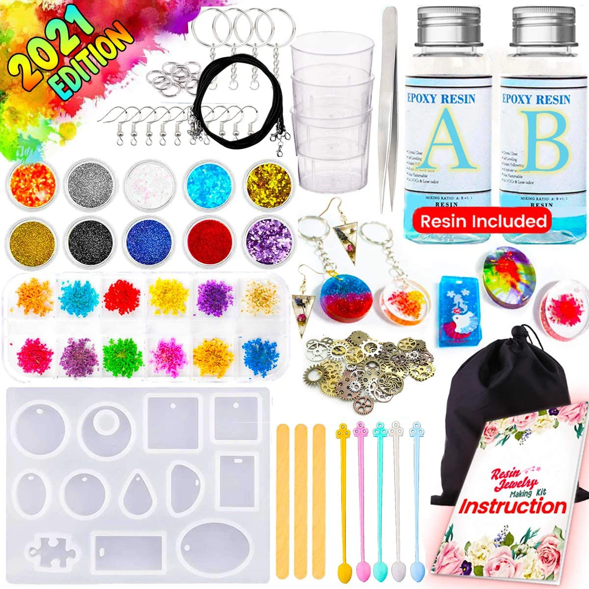 Resin Jewelry Making Starter Kit for Beginners Molds Supplies Tools Clear  Epoxy